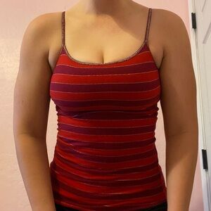 Red Stripped Sparkly Cami Top
